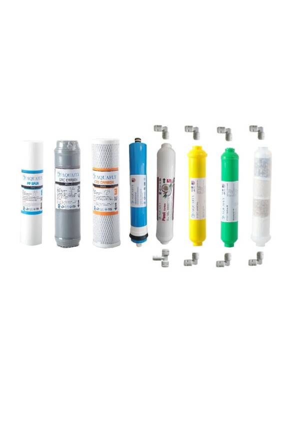 AQUA FLY Su Arıtma Cihazı Filtresi Çift Karbonlu 8li  ( Alkali Mineral Bioceramic ) YEDEK 10' AÇIK KASA CİHAZ UYUMLU - 1