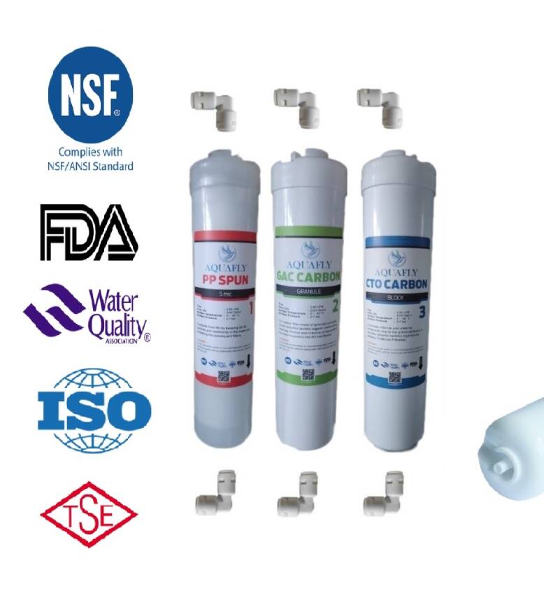 AQUAFLY 12" İNLİNE 3LÜ SU ARITMA FİLTRESİ KAPALI KASA CİHAZ UYUMLU - 1