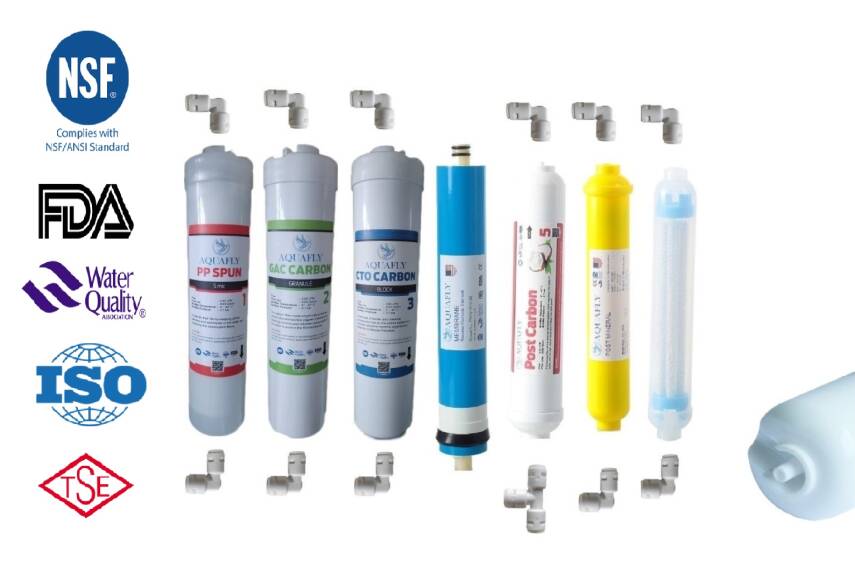 AQUA FLY Kapalı Kasa Su Arıtma Cihazı Filtresi 12" İNLİNE 7 FİLTRE  ( MİNERAL ve DETOX ) Su Arıtma Filtresi Kapalı Kasa Cihaz Uyumlu - 1