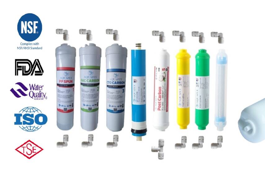 Aquafly 12" Inline 8li Takım Alkali Mineral İnfrare Su Arıtma Filtresi Kapalı Kasa Cihaz Uyumlu - 1