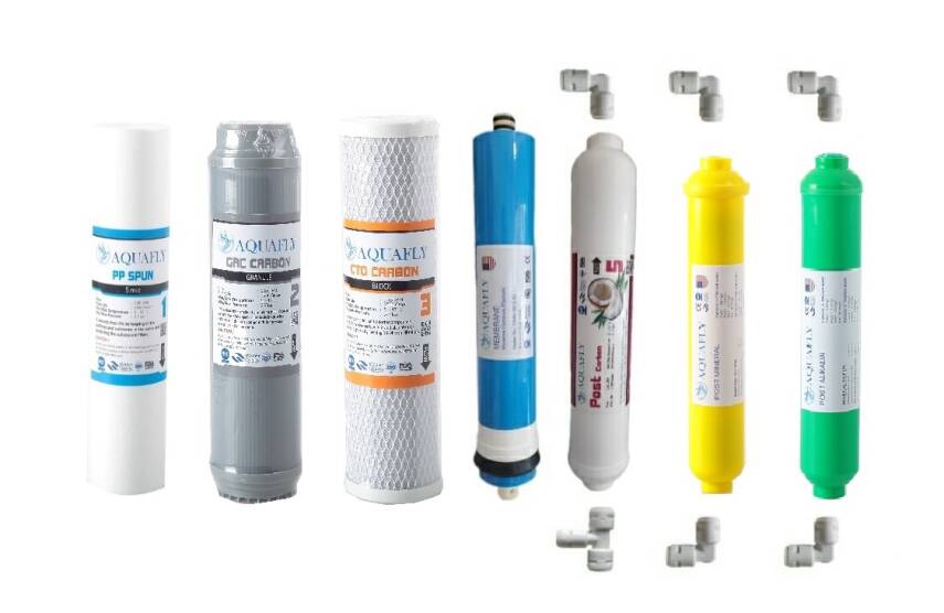 AQUAFLY Su Arıtma Filtresi Çift Karbonlu 7li Takım YEDEK  Arıtıcı Filtresi 10' AÇIK KASA UYUMLU - 1