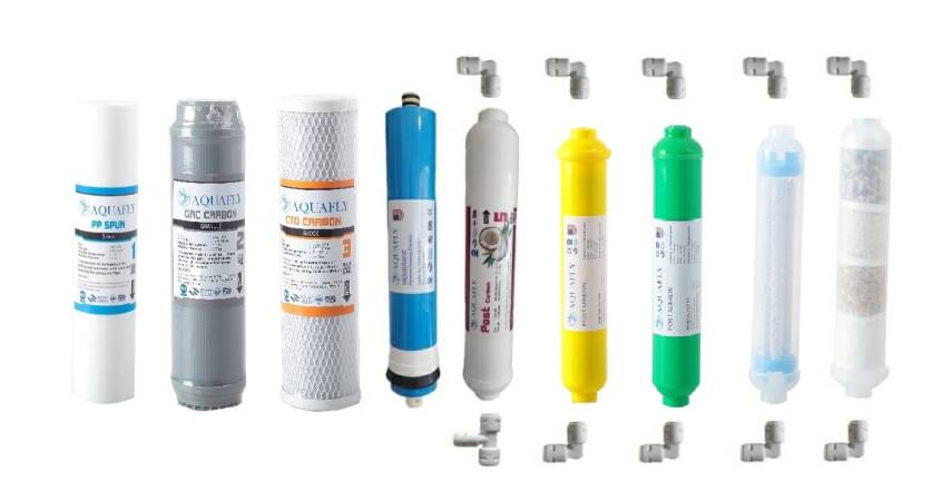 AQUAFLY Su Arıtma Filtresi Çift Karbonlu 9lu Takım Arıtıcı Filtresi YEDEK 10' AÇIK KASA UYUMLU - 1