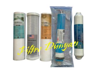 PurePro SU ARITMA FİLTRE TAKIMI 5'li Set Açık Kasa Uyumlu Filmtec Membranlı