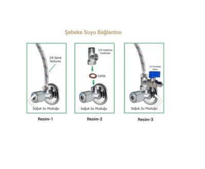 AQUA FLY SU ARITMA CİHAZI için 3/8 HAT ALMA (T) VE 1/4 MİNİ KÜRESEL VANA - 4