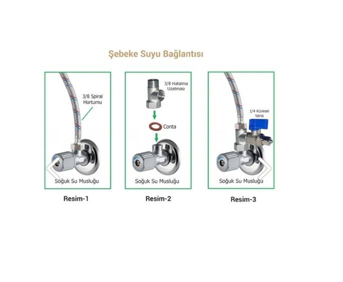 AQUA FLY SU ARITMA CİHAZI için 3/8 HAT ALMA (T) VE 1/4 MİNİ KÜRESEL VANA - 4