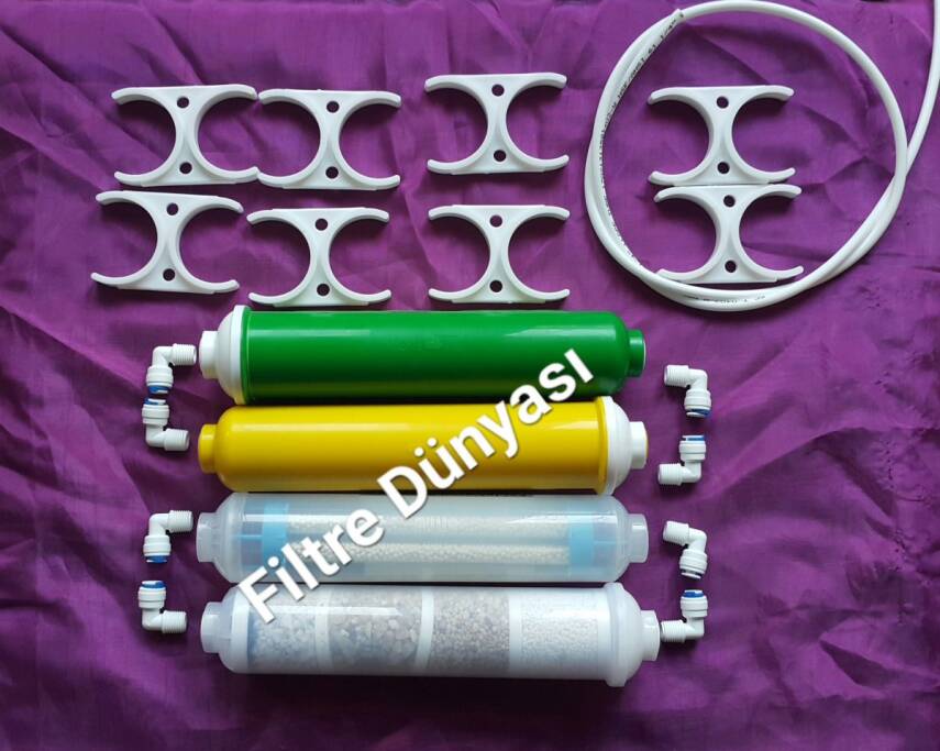 AQUA FLY Su Arıtma Cihazı Filtresi 6-7-8-9 AŞAMA 4LÜ SET ( Bağlantı Kitli ) - 1
